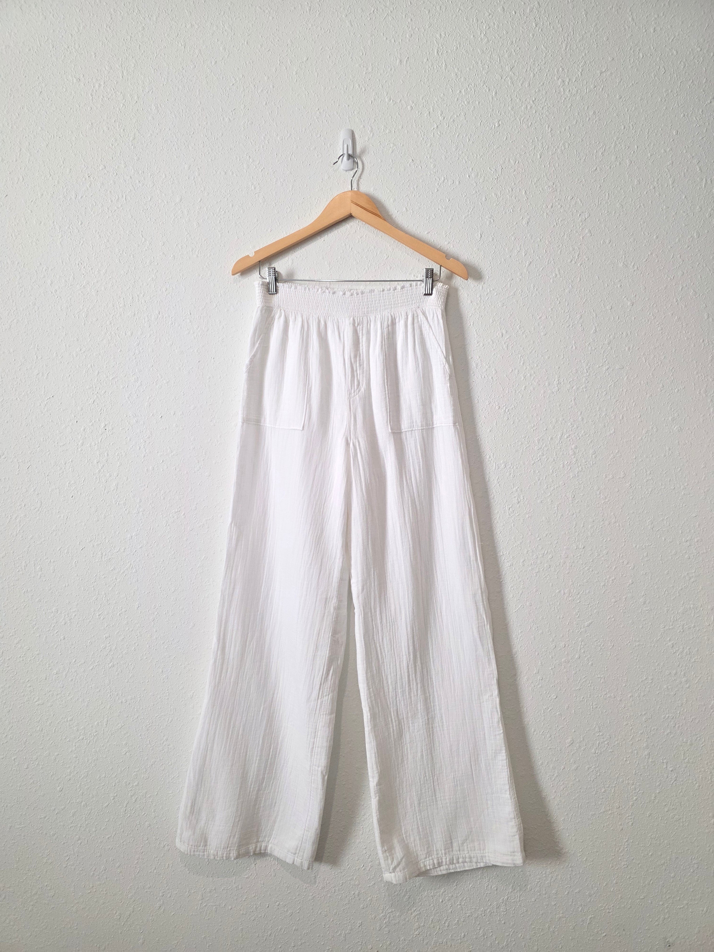 White Gauze Wide Leg Pants (M)