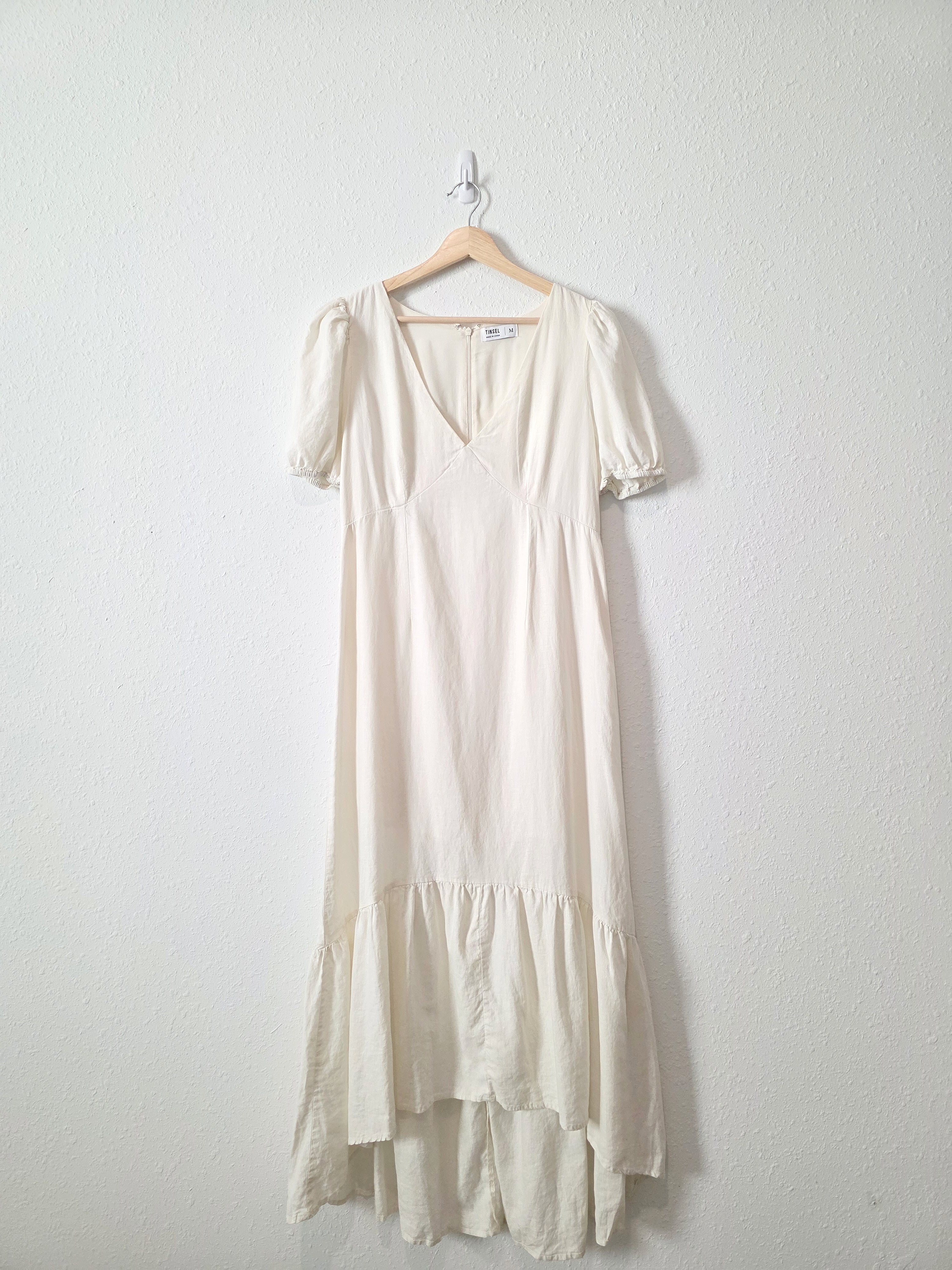 Puff Sleeve Linen Blend Dress (M)
