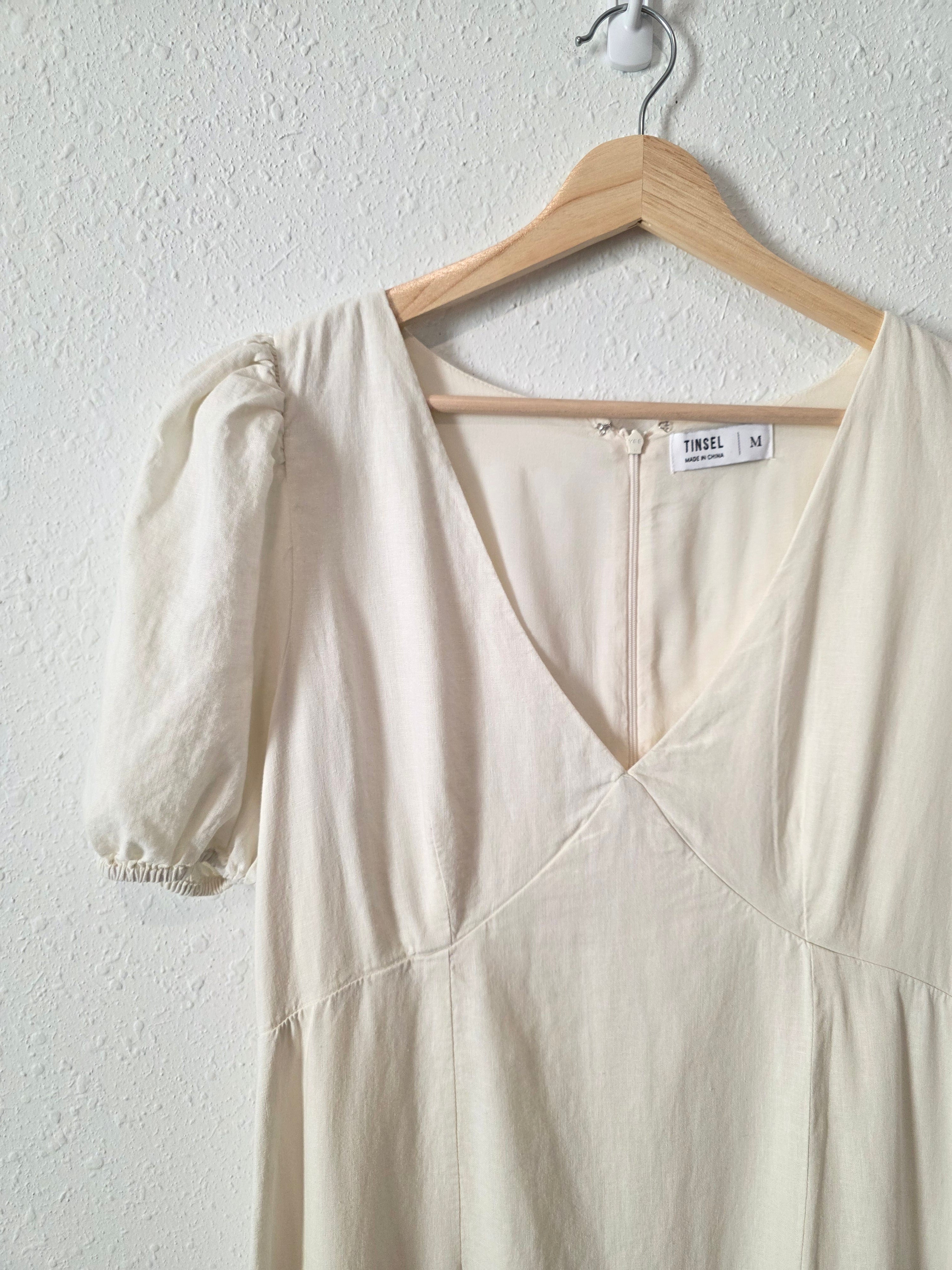 Puff Sleeve Linen Blend Dress (M)