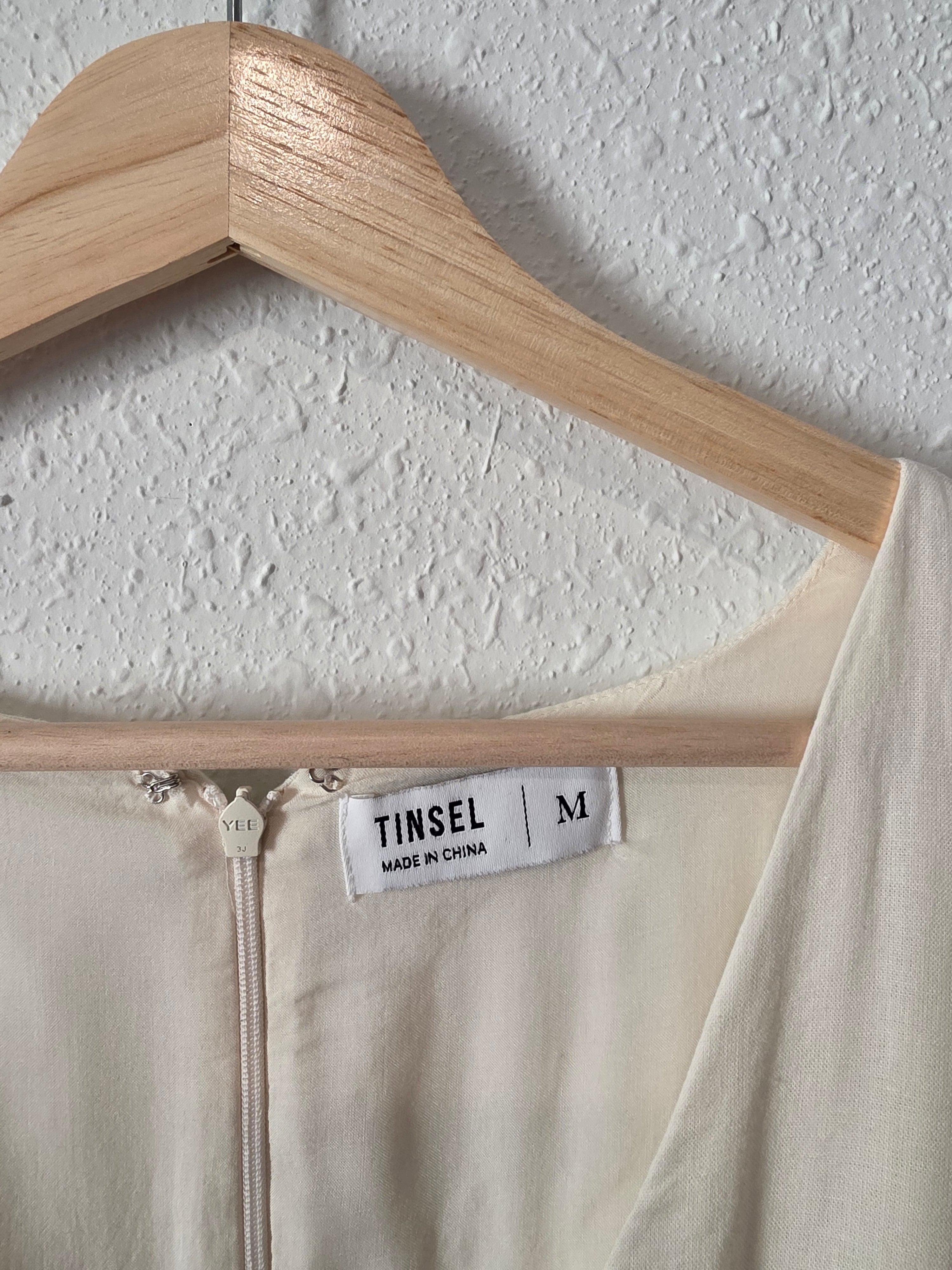 Puff Sleeve Linen Blend Dress (M)
