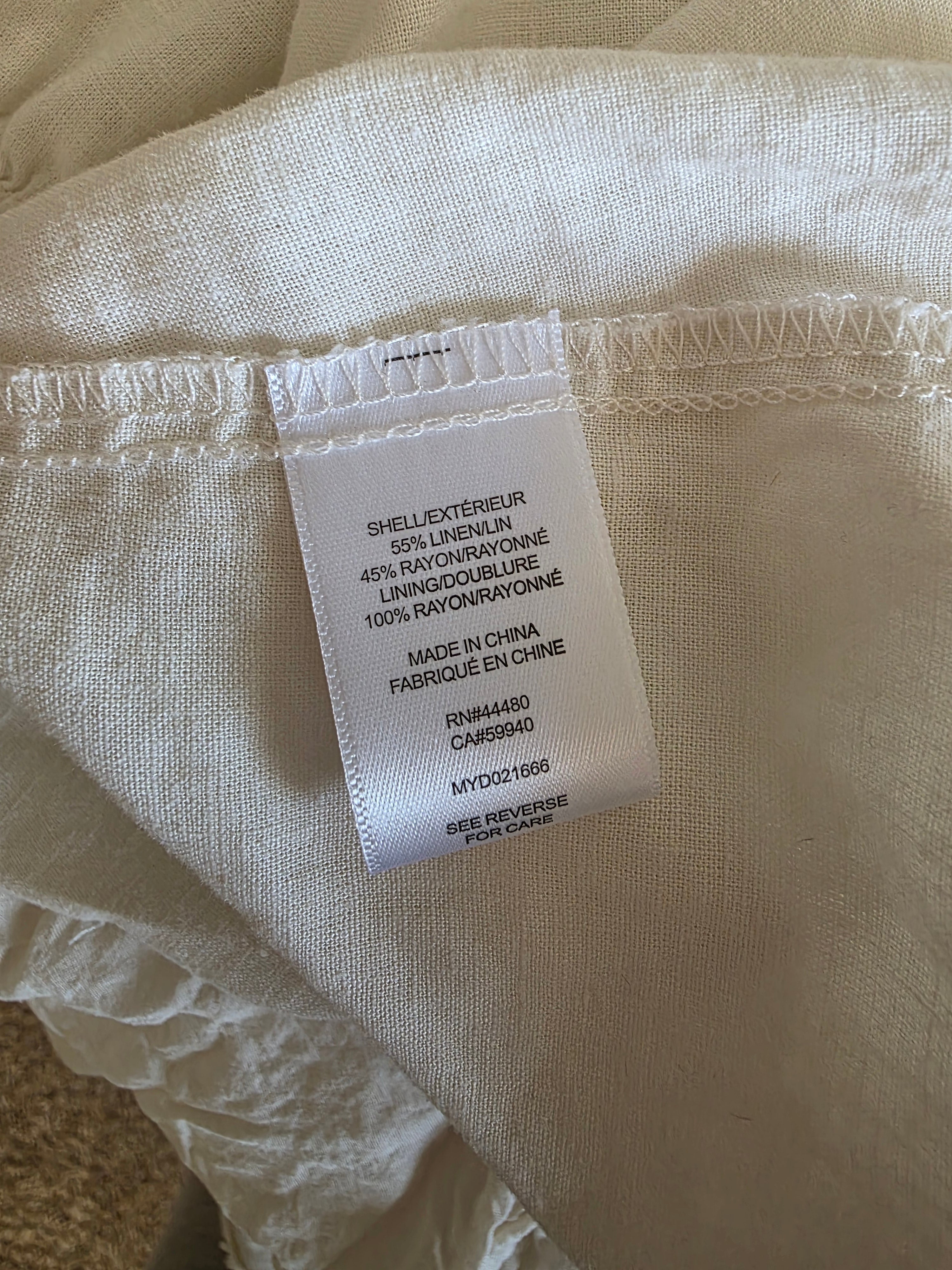 Puff Sleeve Linen Blend Dress (M)