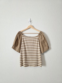 J.Crew Brown Striped Top (XL)