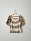 J.Crew Brown Striped Top (XL)