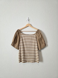 J.Crew Brown Striped Top (XL)