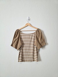 J.Crew Brown Striped Top (XL)