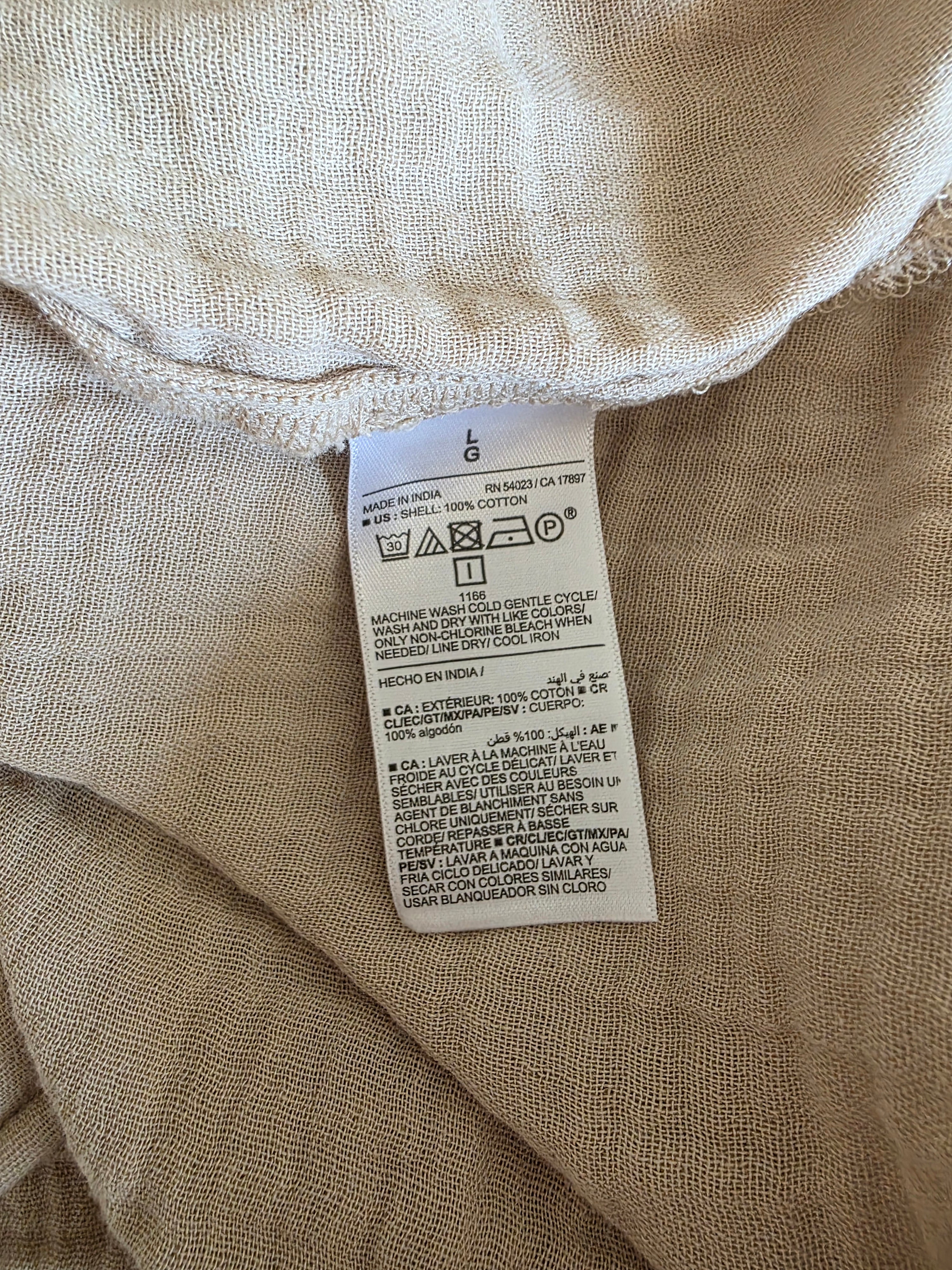 Neutral Gauze Button Up (L)
