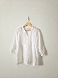 White Relaxed Linen Top (XS)