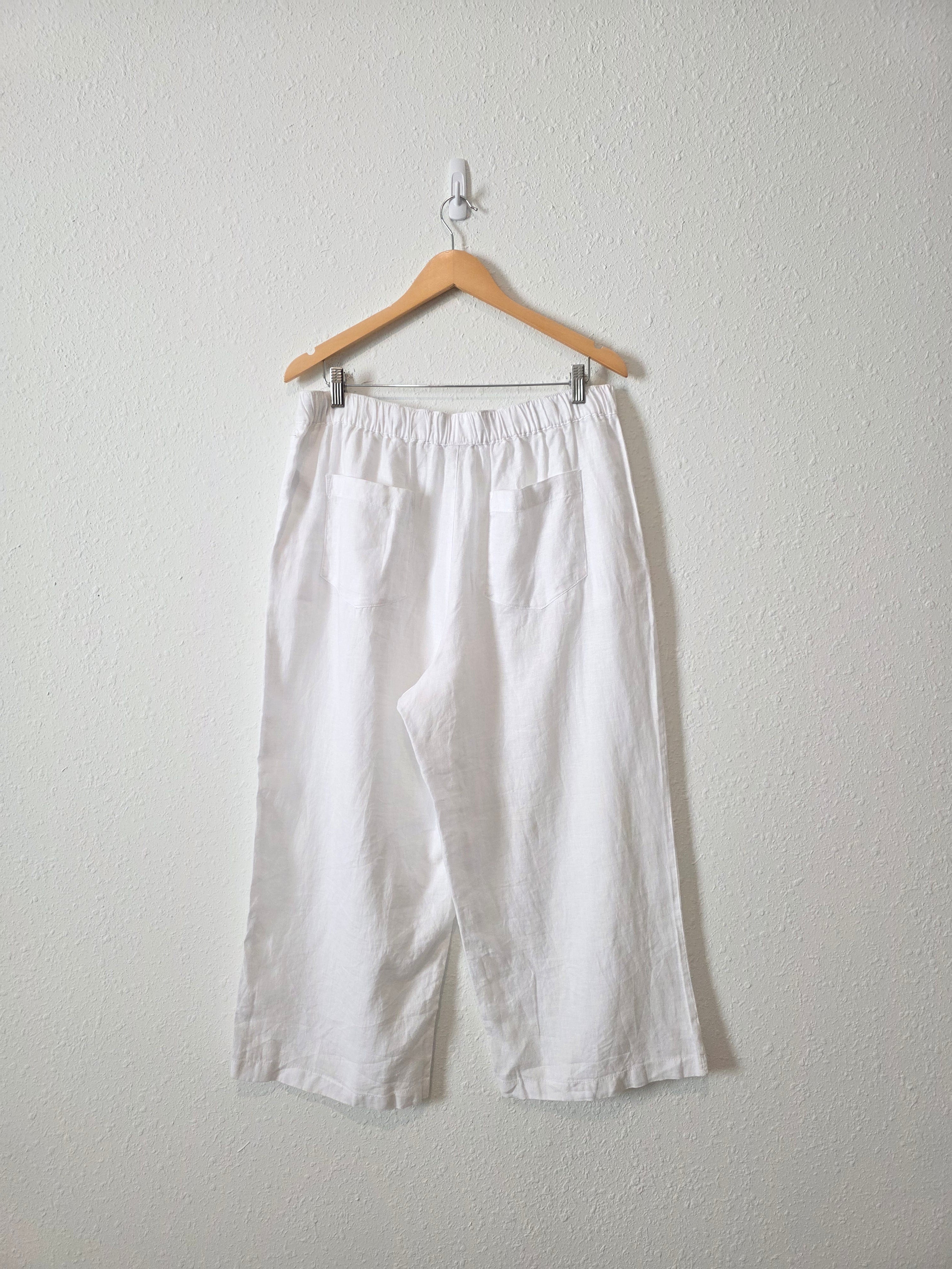 White Linen Wide Leg Pants (XL)
