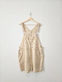 Vintage Floral Linen Shortalls (22W)