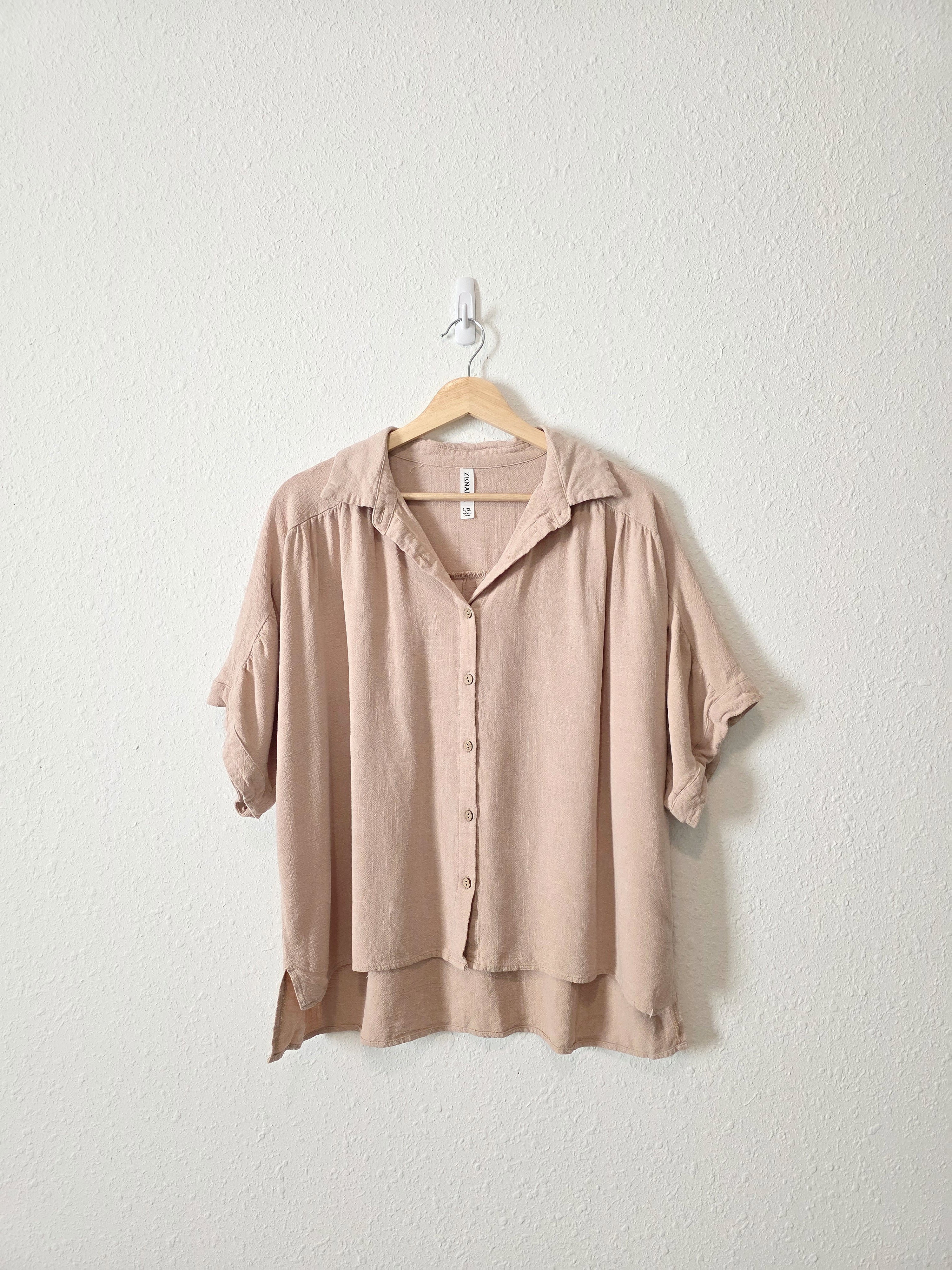 Zenana Linen Blend Button Up (L/XL)