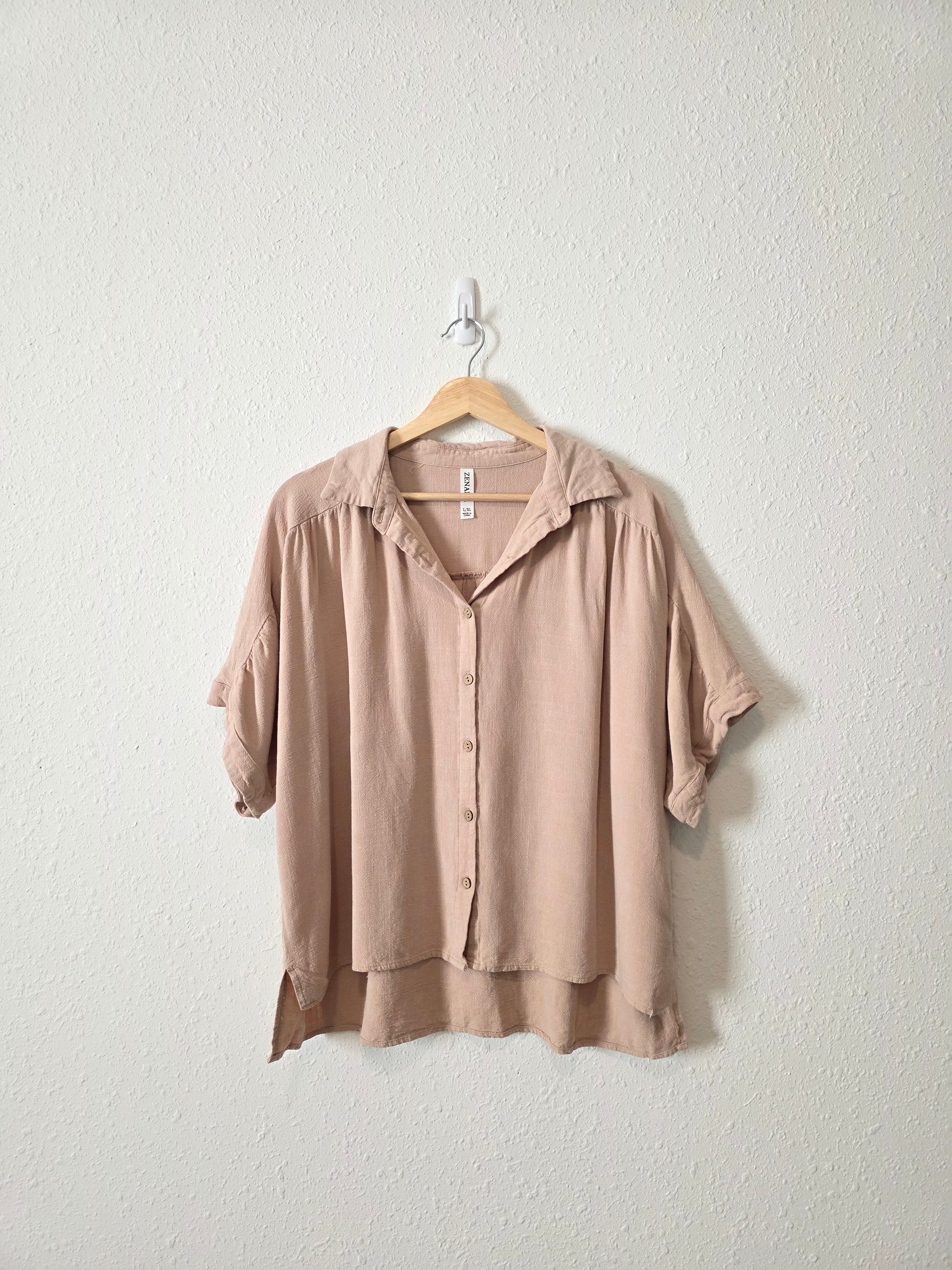 Zenana Linen Blend Button Up (L/XL)