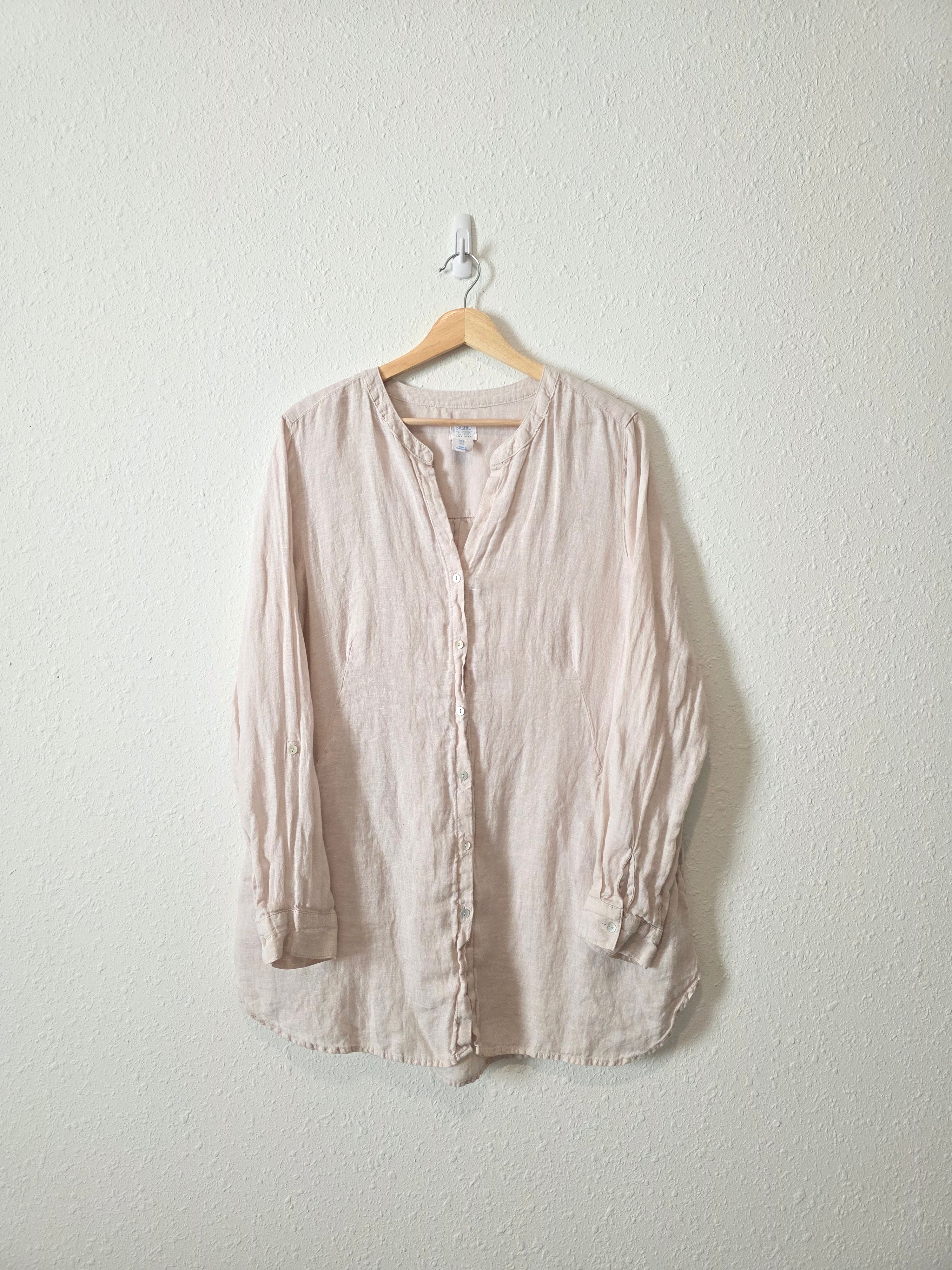 100% Linen Button Up Tunic (L)