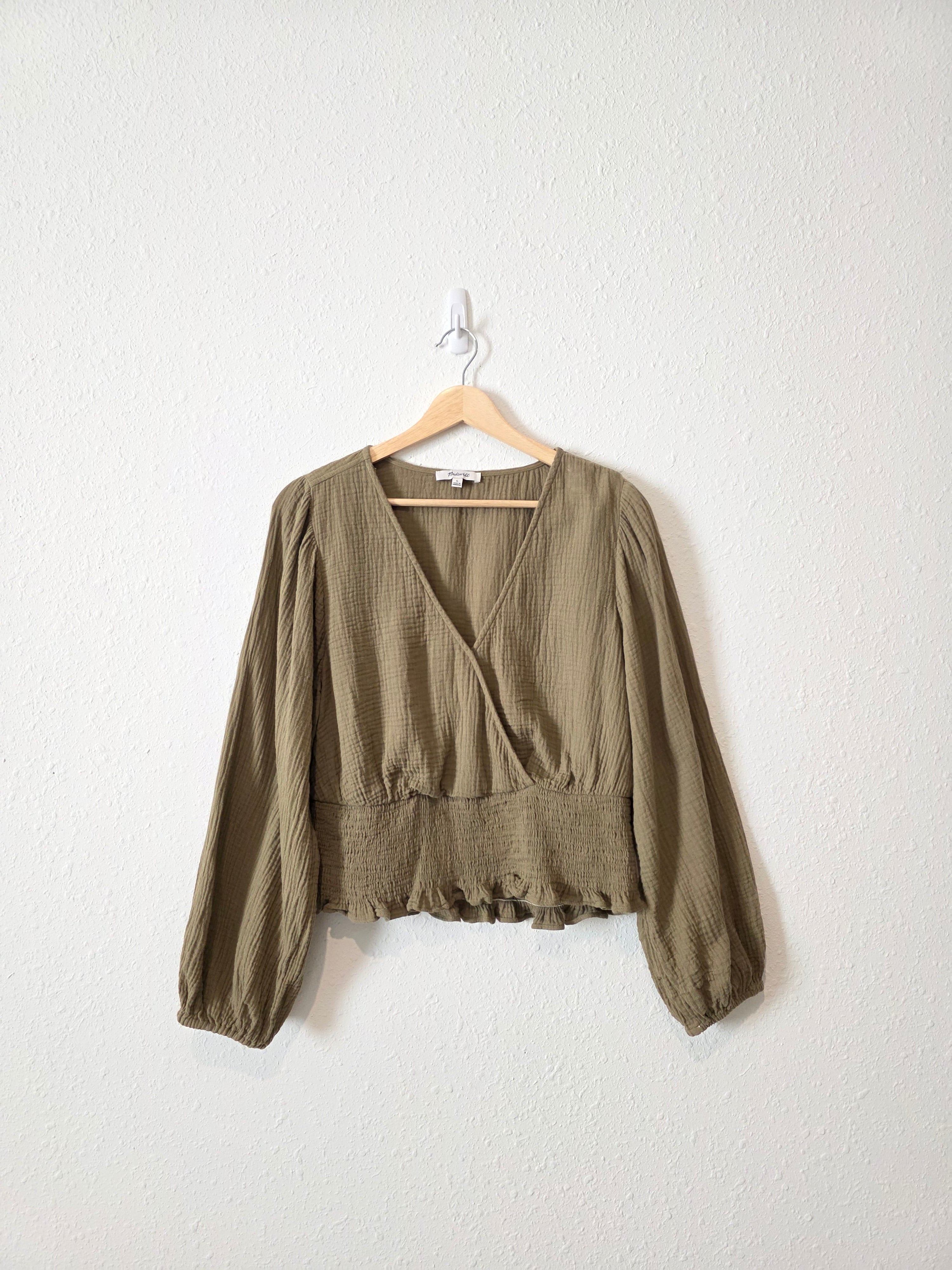 Madewell Olive Gauze Top (L)