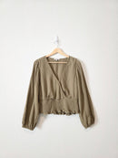 Madewell Olive Gauze Top (L)