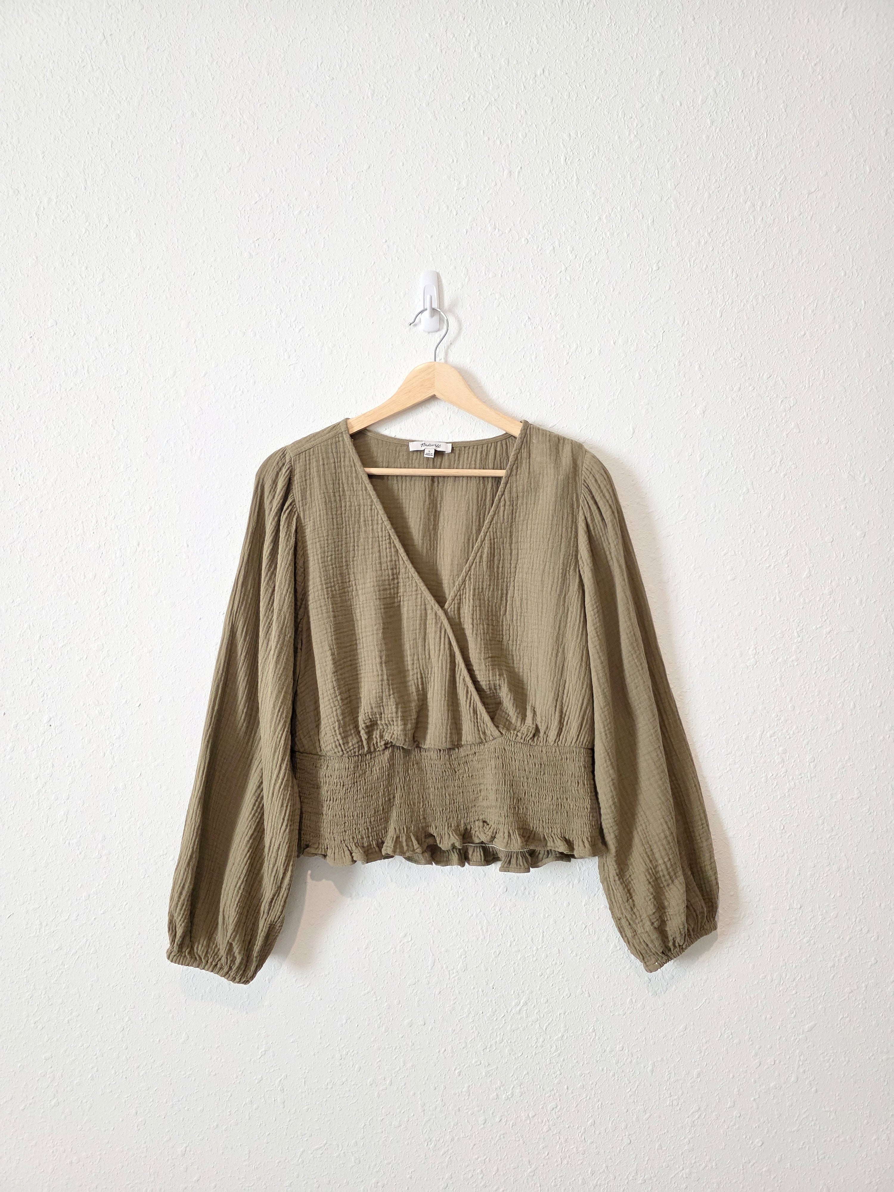 Madewell Olive Gauze Top (L)