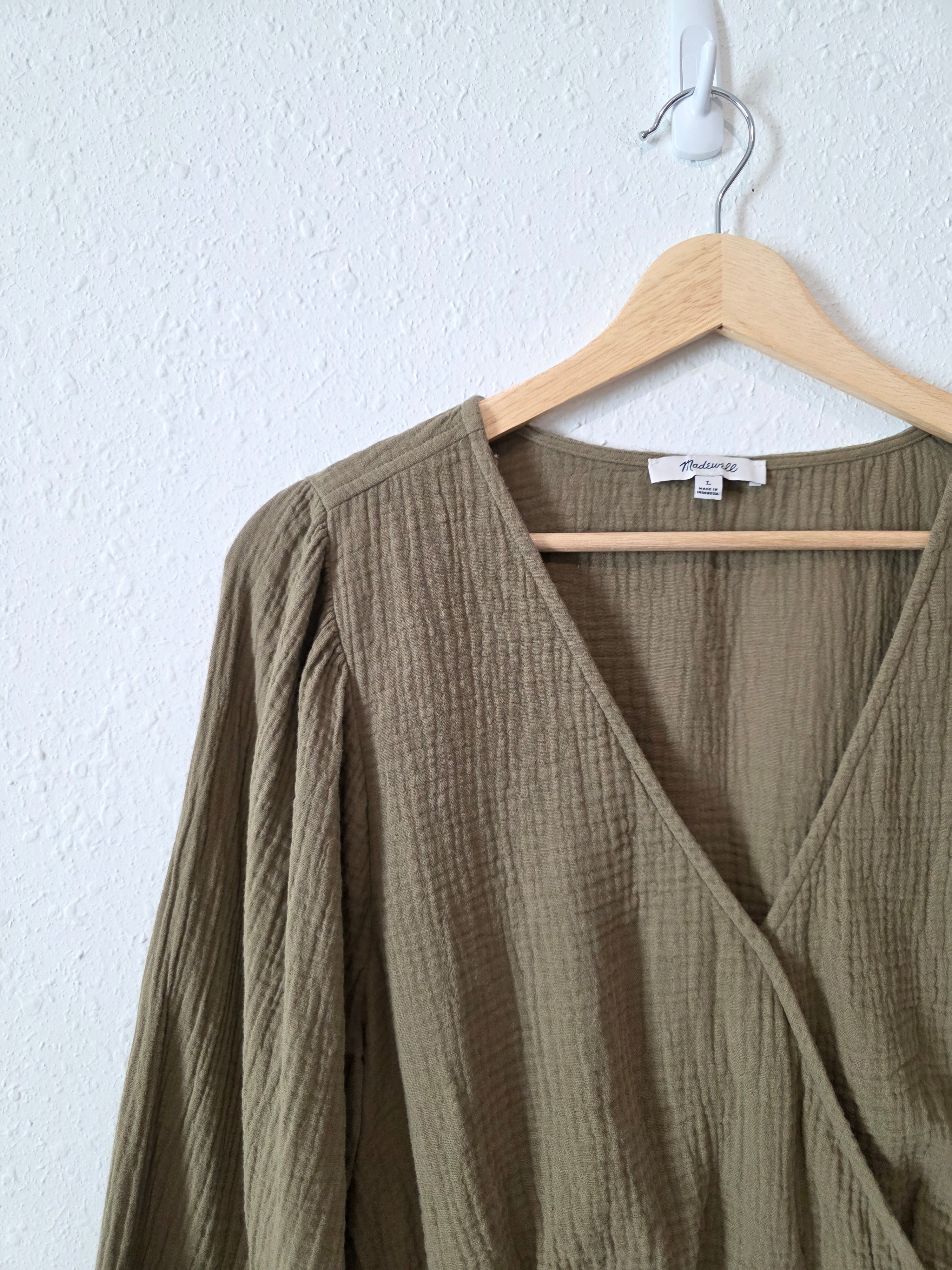 Madewell Olive Gauze Top (L)