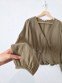 Madewell Olive Gauze Top (L)