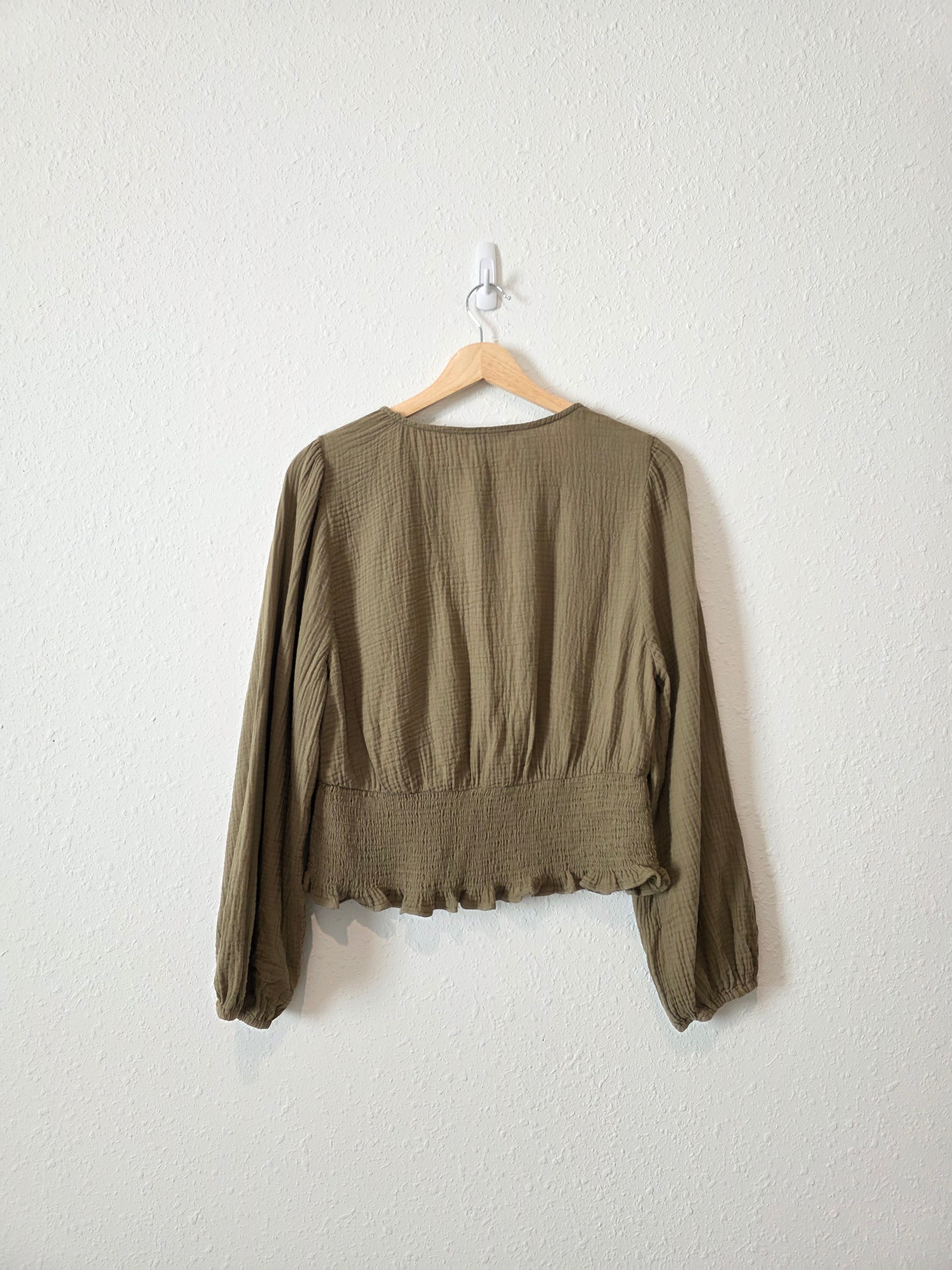 Madewell Olive Gauze Top (L)