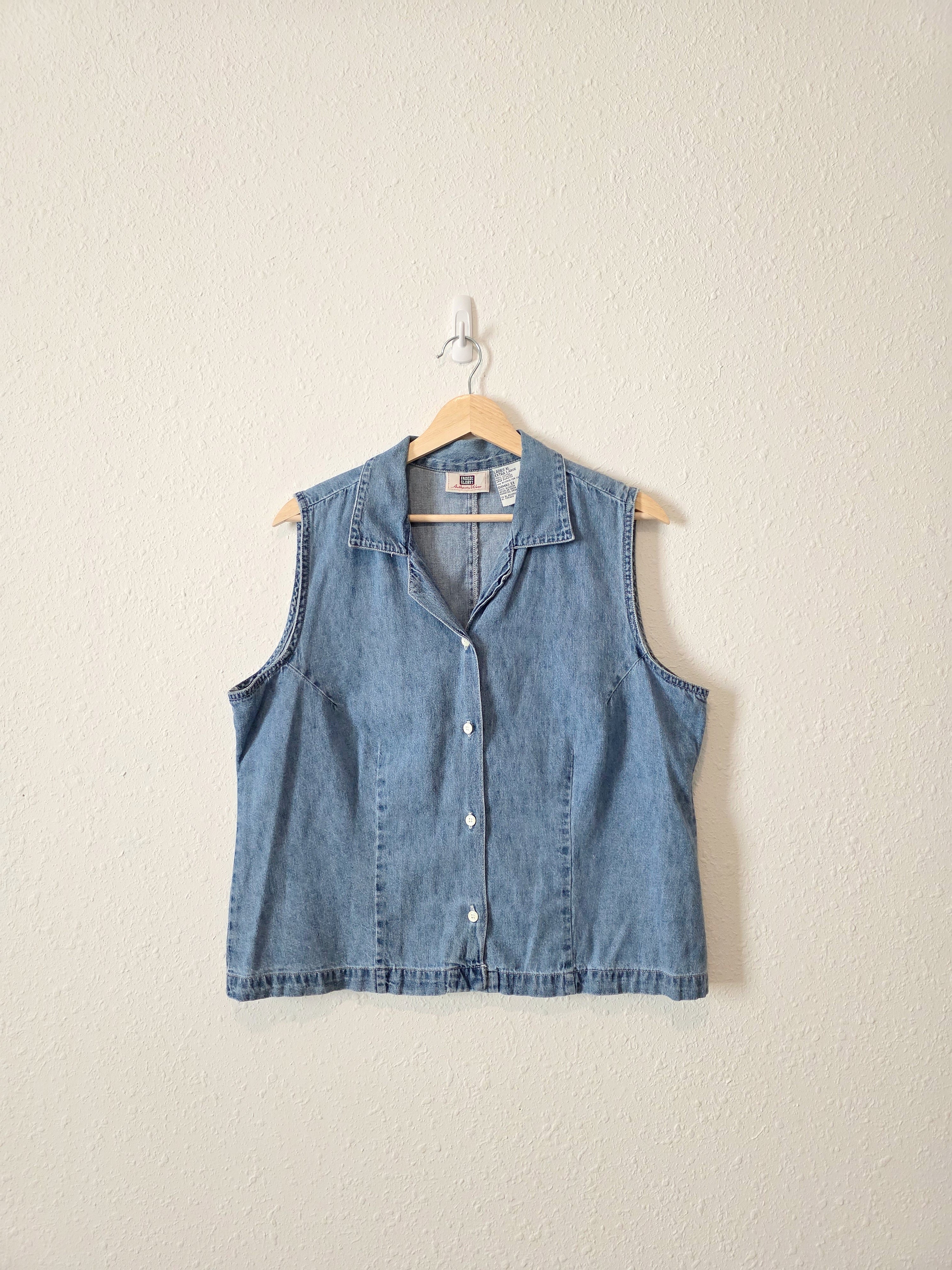 Vintage Denim Button Up Top (XL)