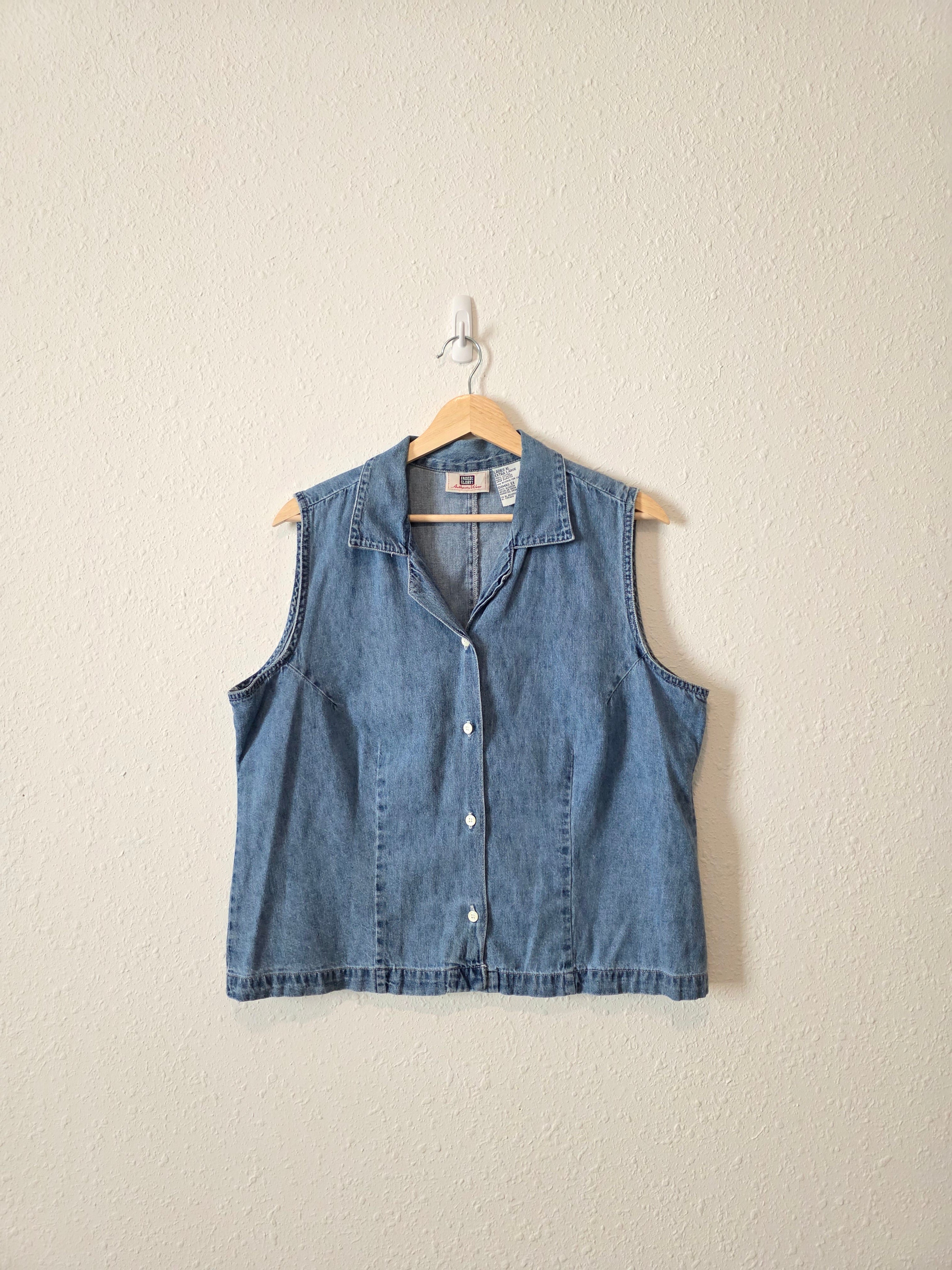 Vintage Denim Button Up Top (XL)