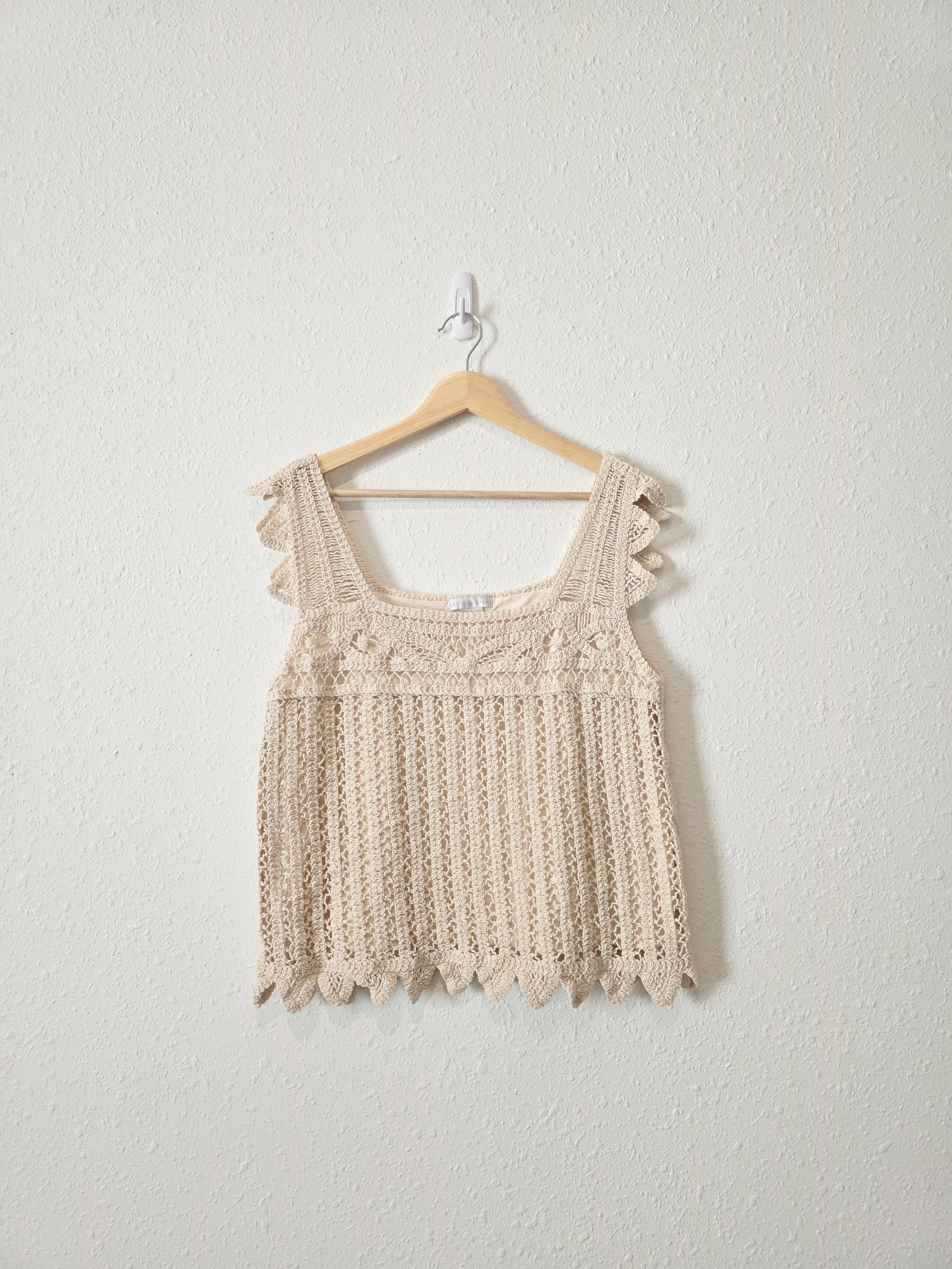 Crochet Knit Cotton Tank (L)