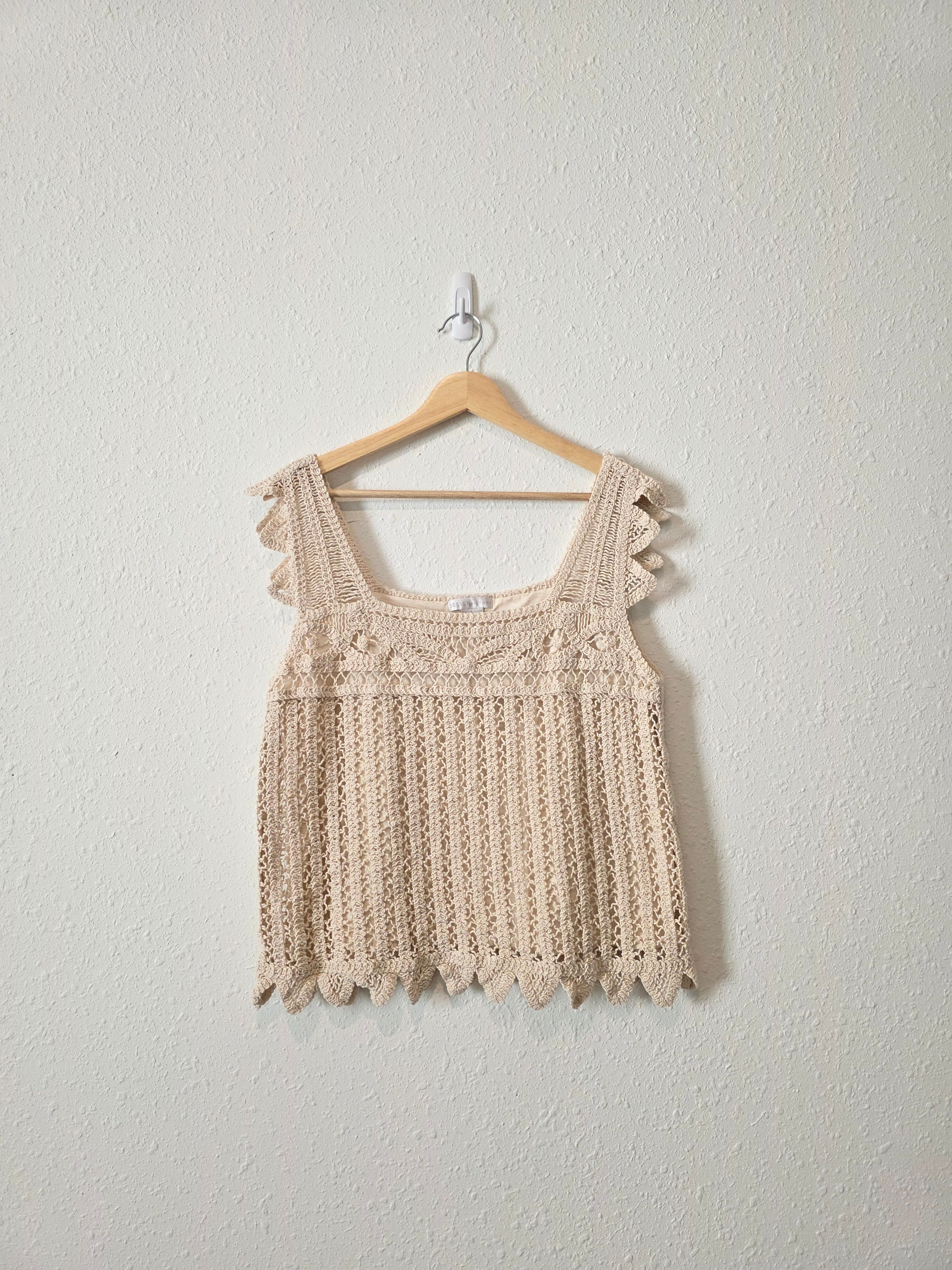 Crochet Knit Cotton Tank (L)
