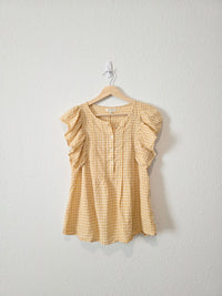 Yellow Plaid Ruffle Blouse (S)