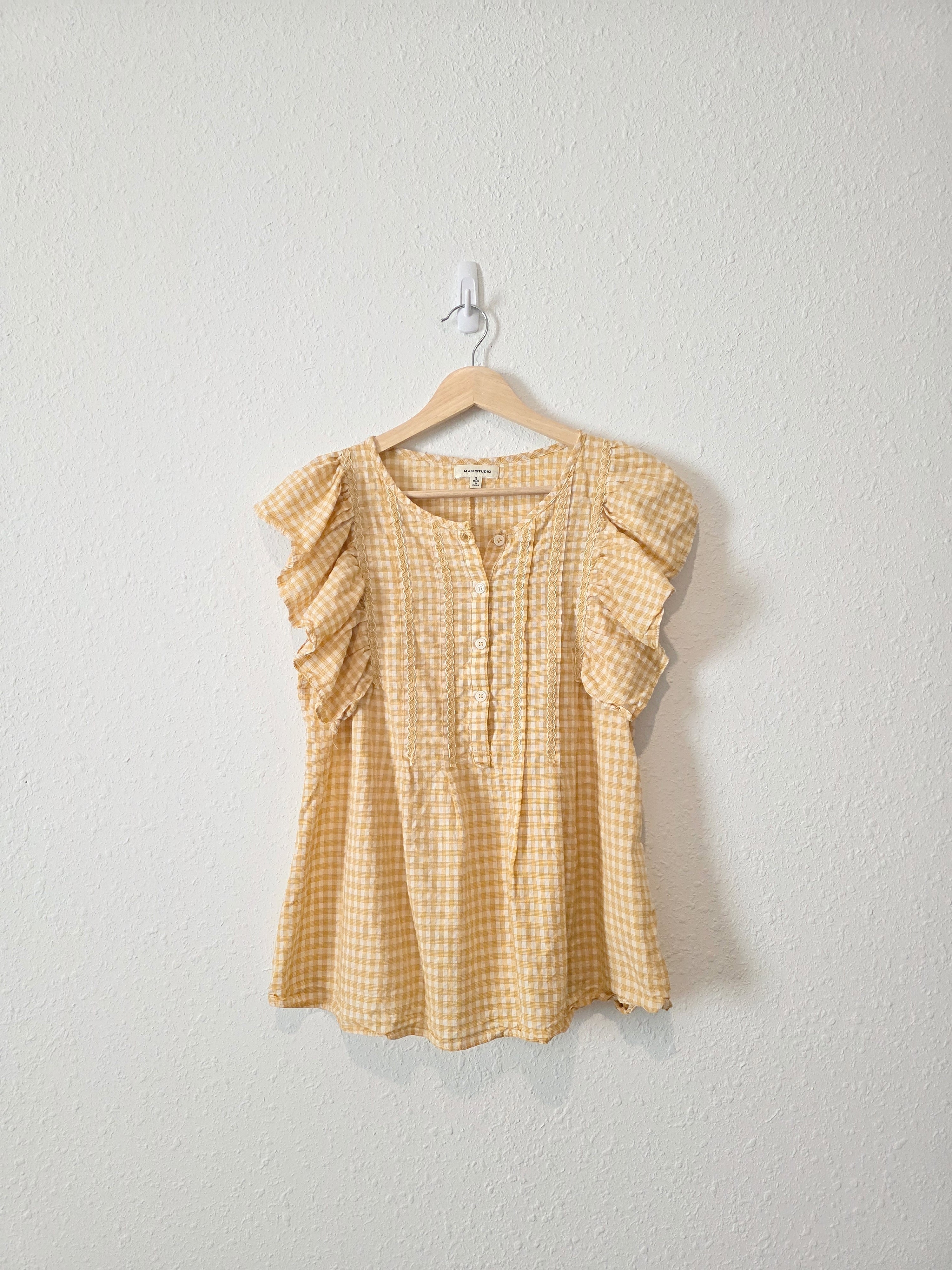 Yellow Plaid Ruffle Blouse (S)