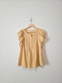 Yellow Plaid Ruffle Blouse (S)