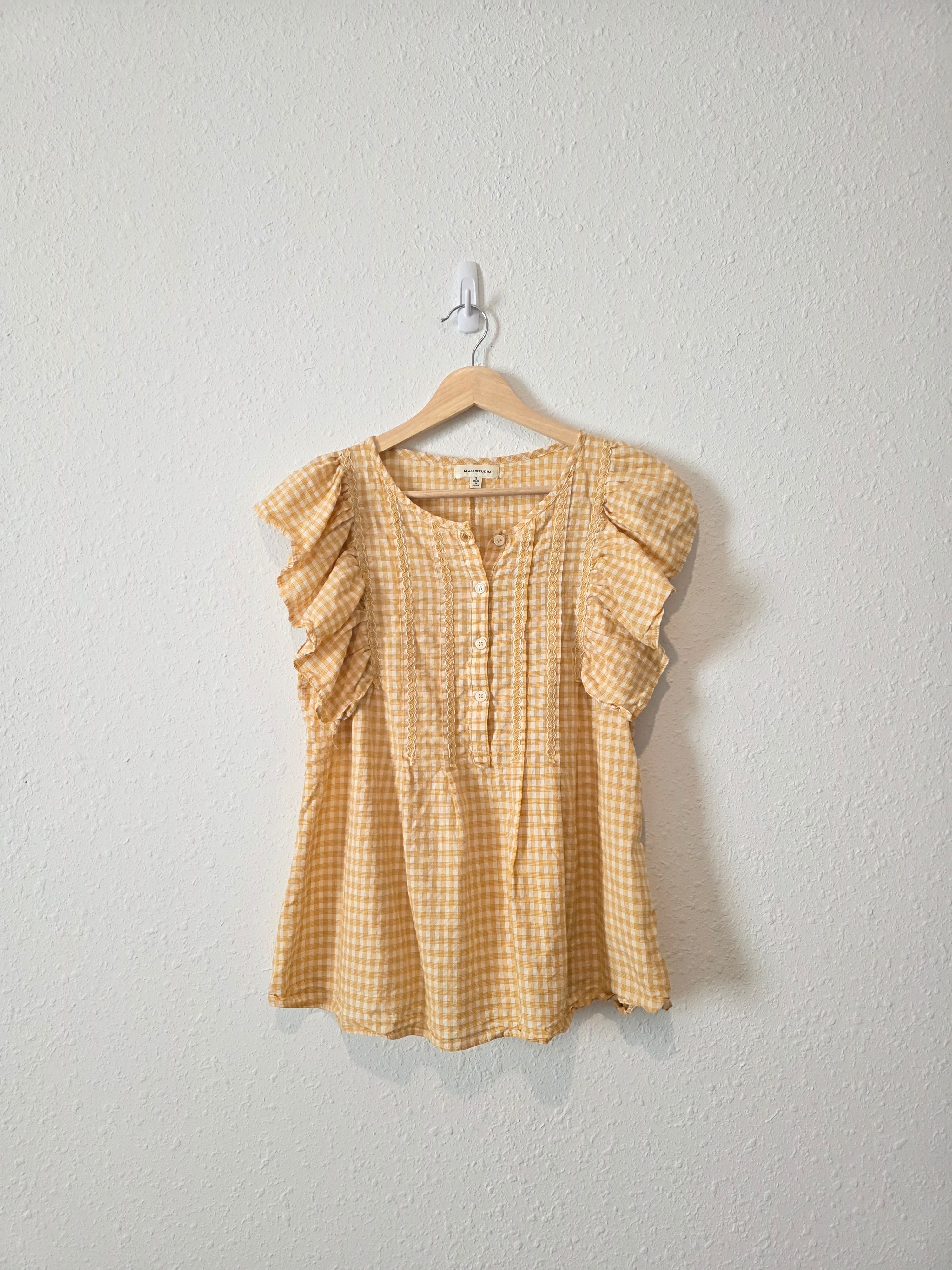 Yellow Plaid Ruffle Blouse (S)
