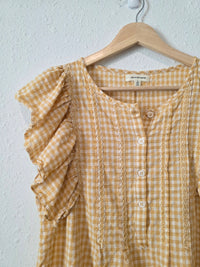 Yellow Plaid Ruffle Blouse (S)