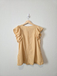 Yellow Plaid Ruffle Blouse (S)