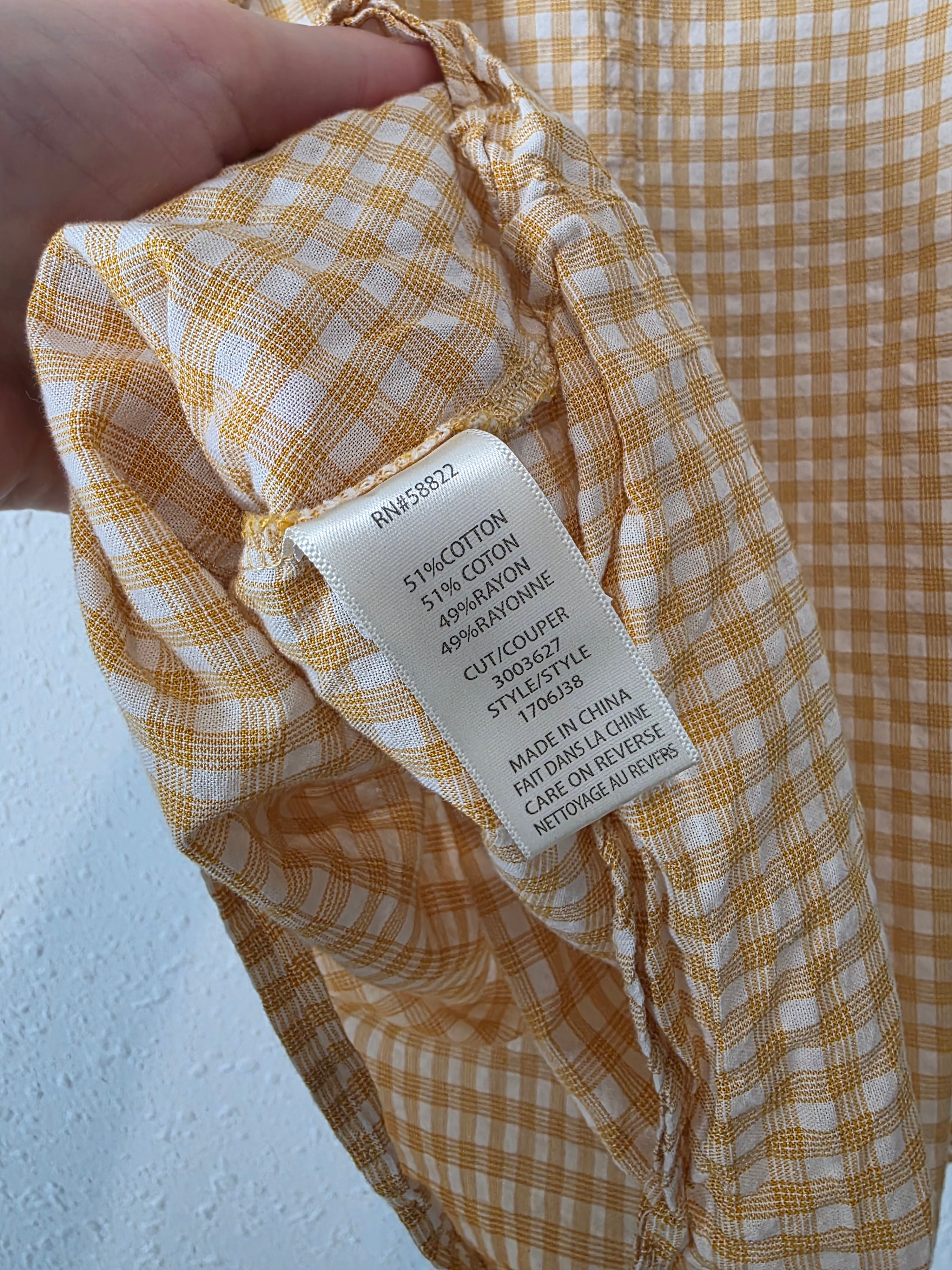 Yellow Plaid Ruffle Blouse (S)