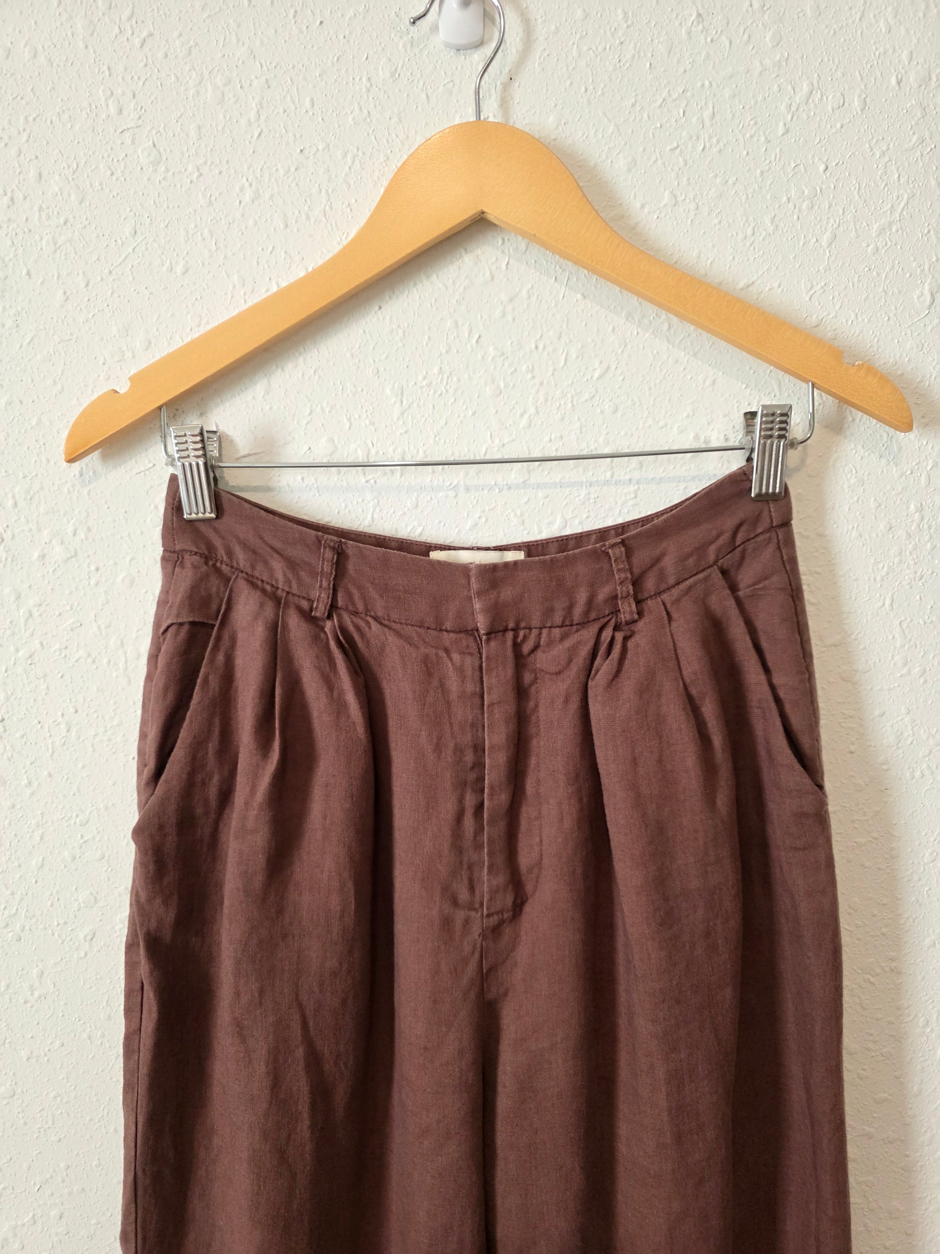 Dissh Chocolate Linen Trousers (4)