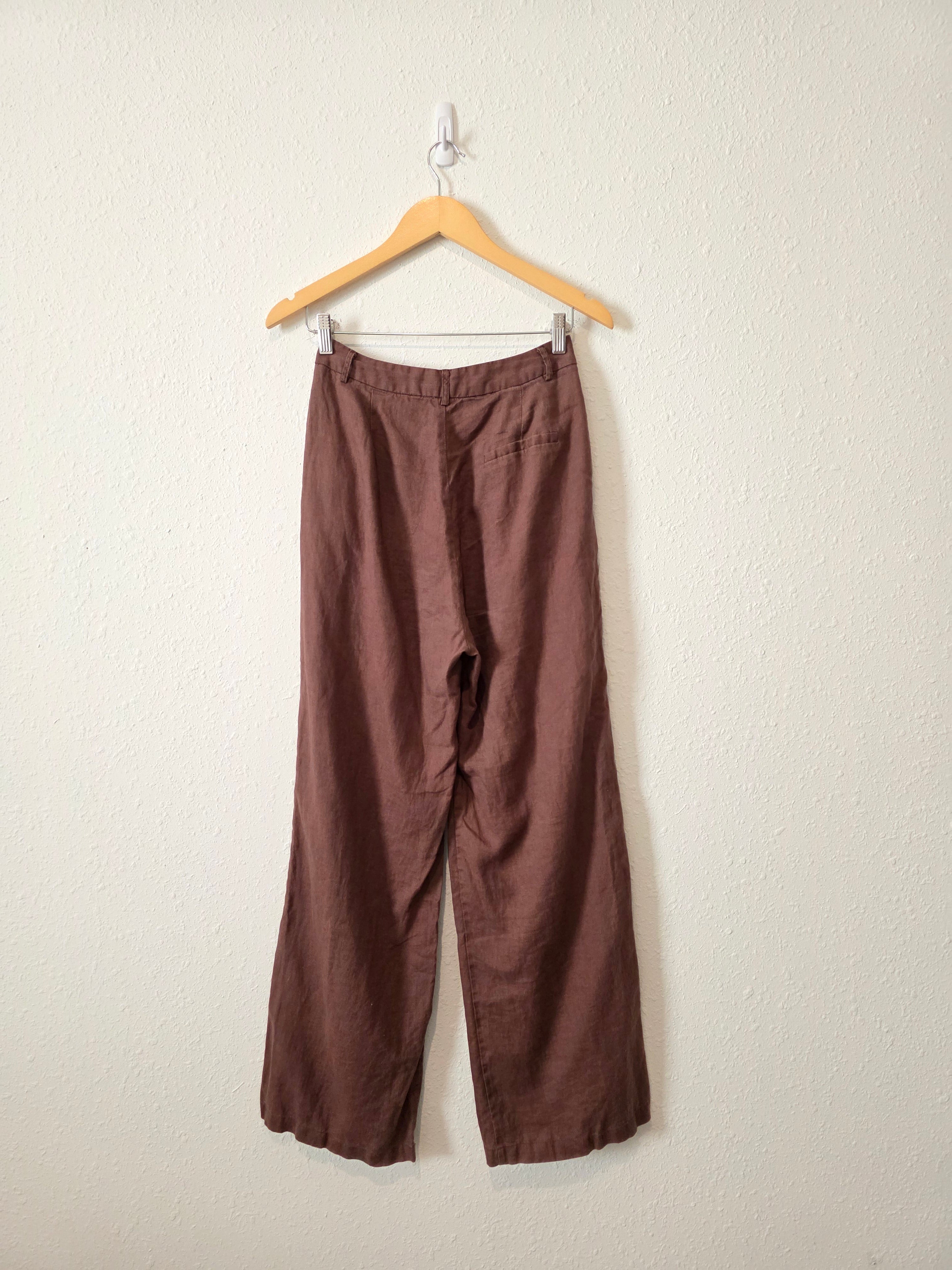 Dissh Chocolate Linen Trousers (4)
