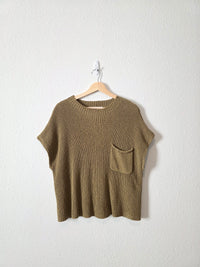 Free People Olive Knit Top (L)