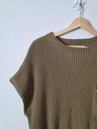 Free People Olive Knit Top (L)