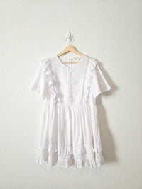 Rowie White Cotton Mini Dress (L)