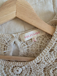 Crochet Knit Puff Sleeve Top (S)
