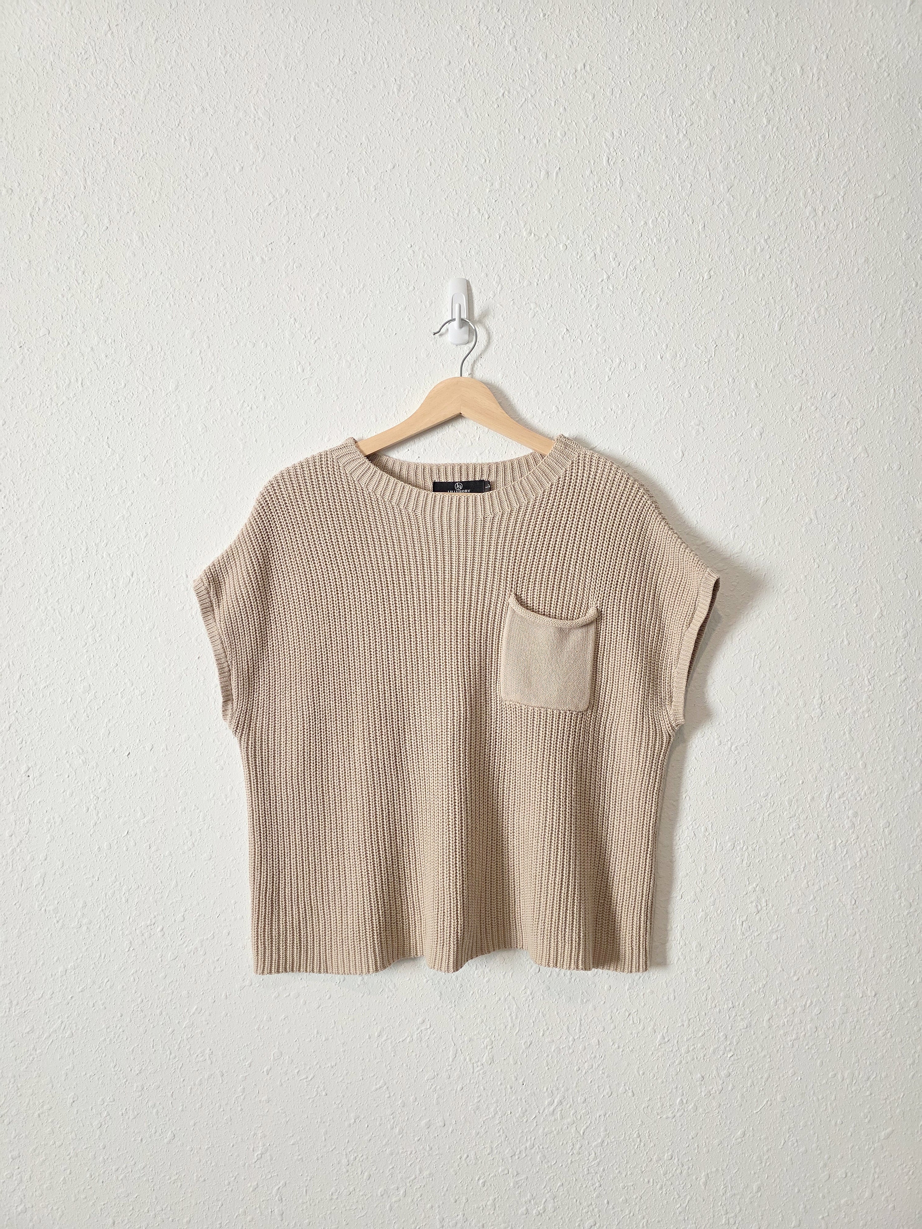 Neutral Boxy Knit Top (L)