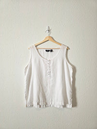 White Linen Henley Tank (XL)