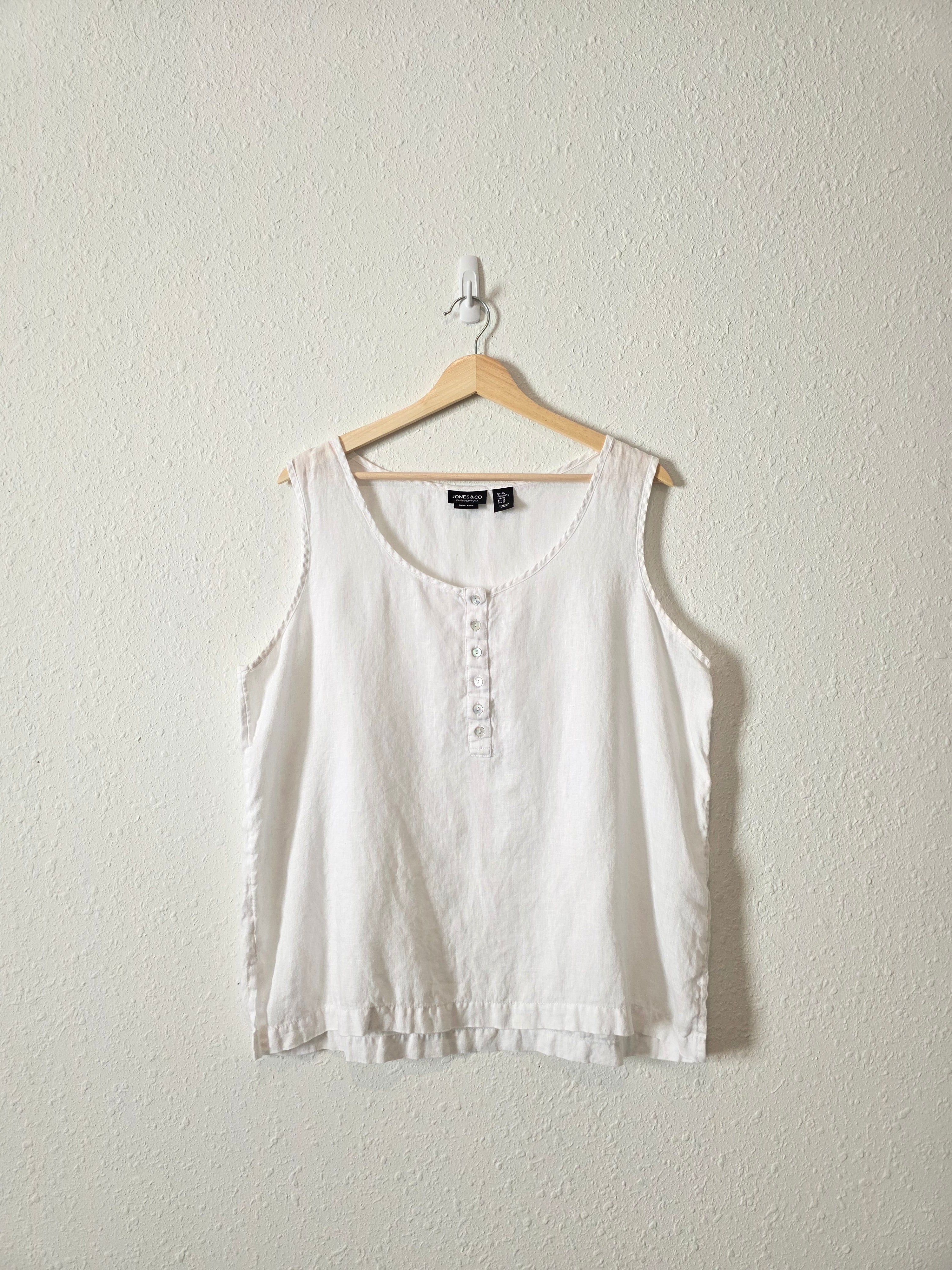White Linen Henley Tank (XL)