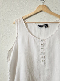 White Linen Henley Tank (XL)