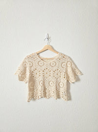 Crochet Knit Cotton Top (XS)