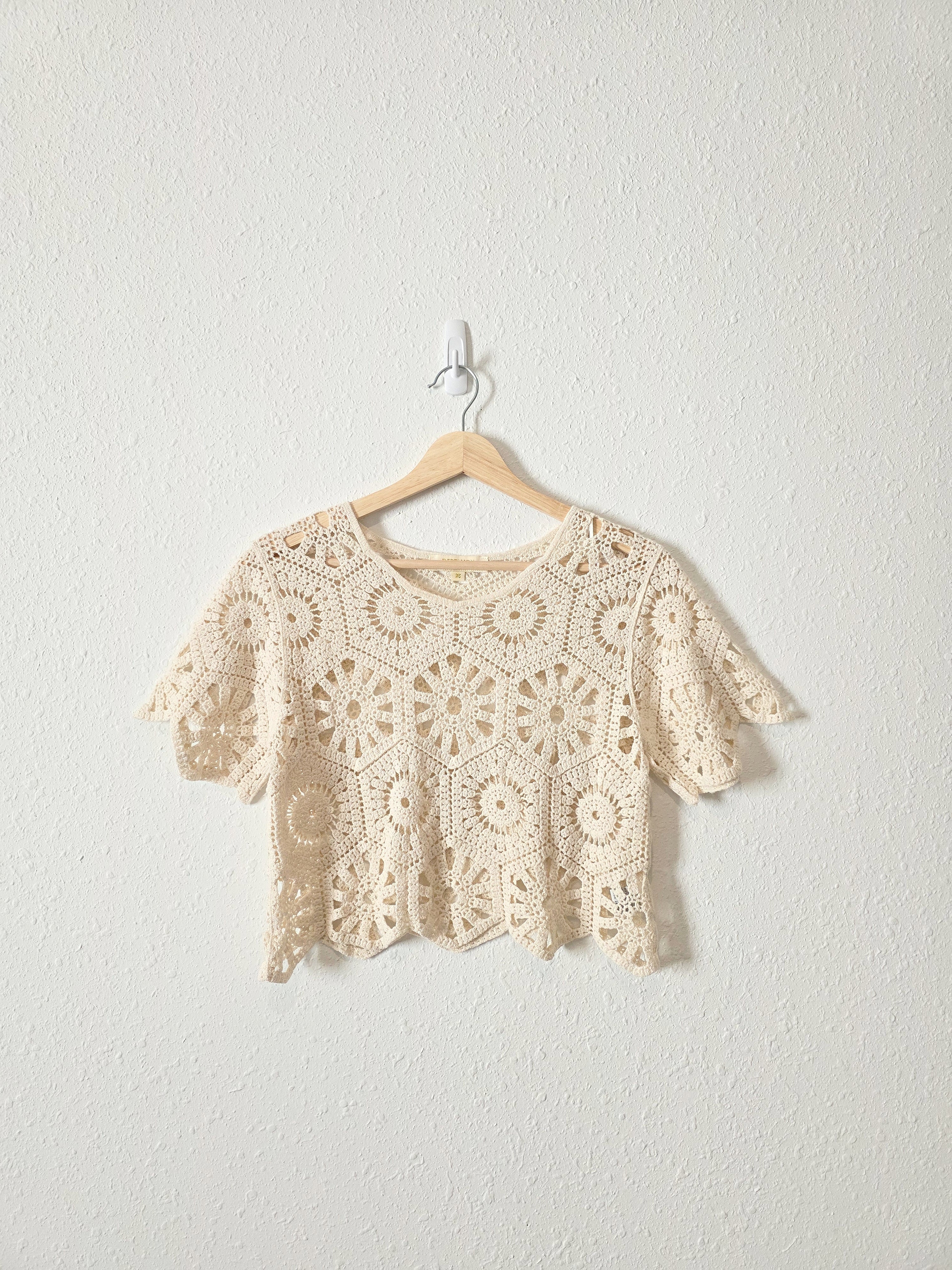 Crochet Knit Cotton Top (XS)