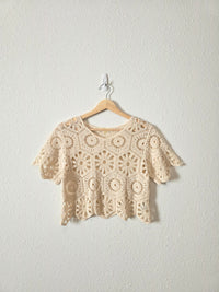 Crochet Knit Cotton Top (XS)