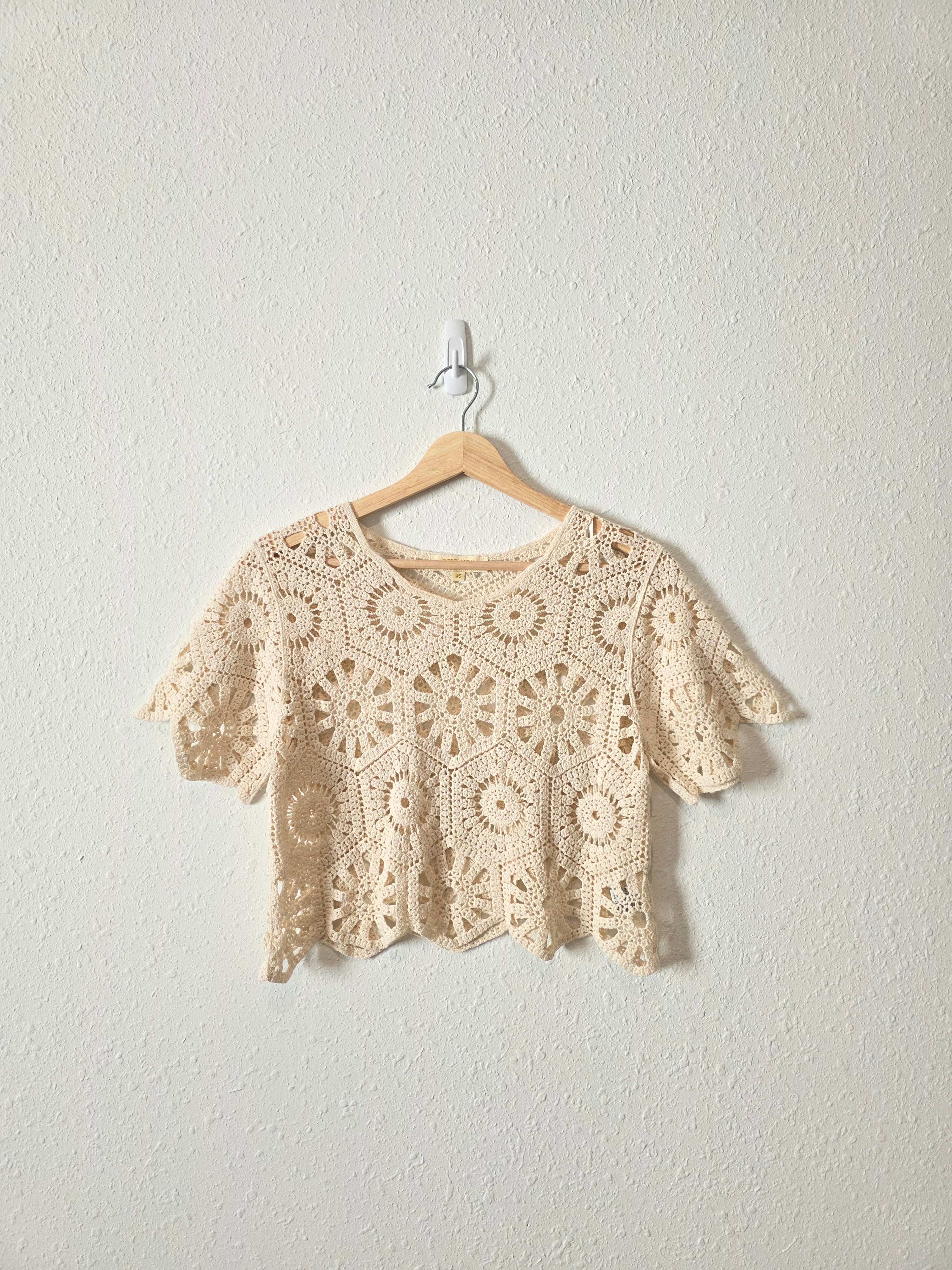 Crochet Knit Cotton Top (XS)