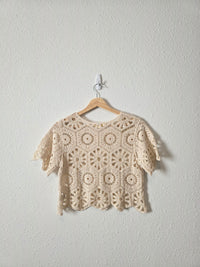Crochet Knit Cotton Top (XS)