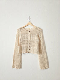 Crochet Cotton Button Up (M)
