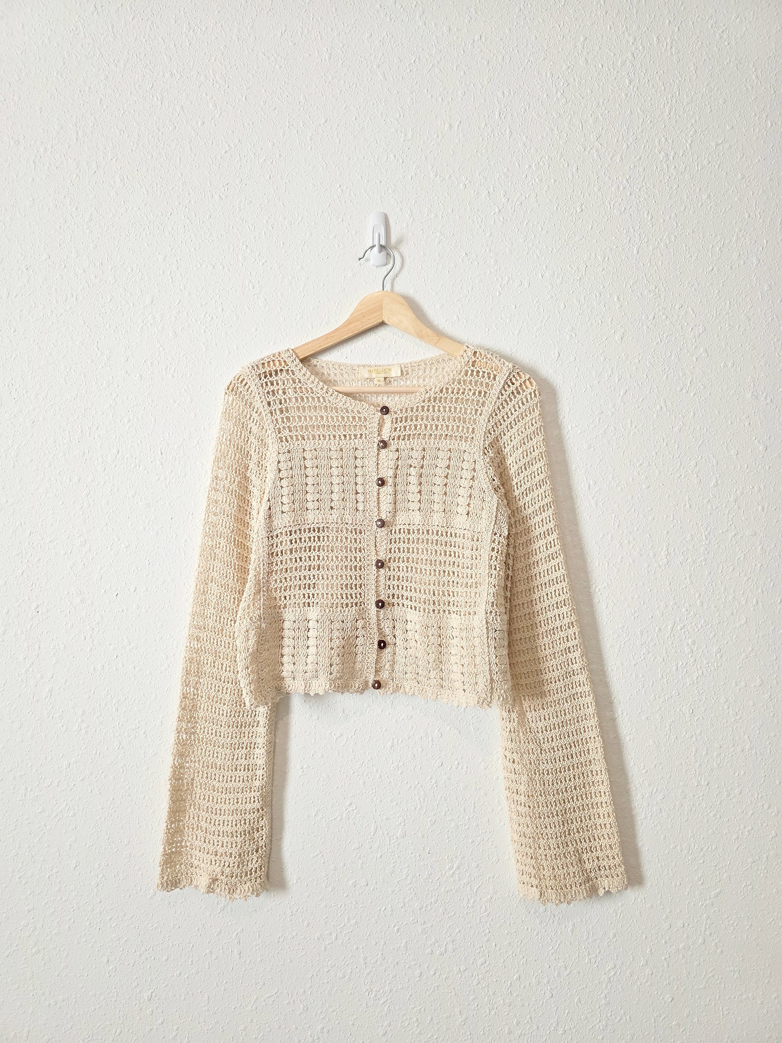 Crochet Cotton Button Up (M)